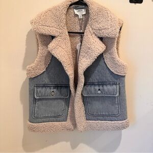 NWT Denim Sherpa Vest Size S